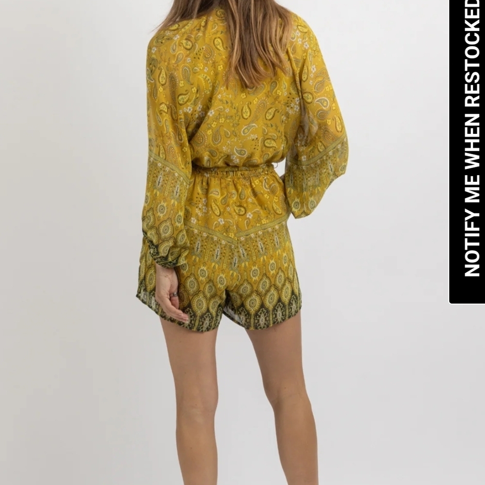 Dress Forum Mustard Floral Long Sleeve Romper - Picture 3 of 5